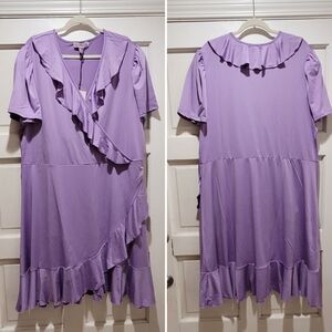 BY Design Lavender Wrap Dress | Size 2X | Ruffle V-Neck NWT